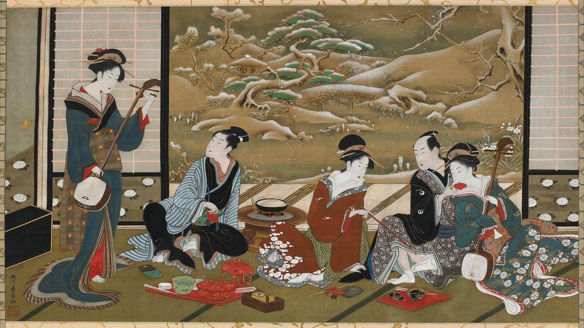 A Winter Party - Utagawa Toyoharu
