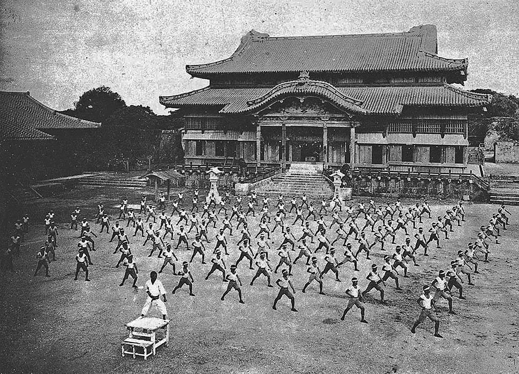 Karate Training in front of Shuri Castle
