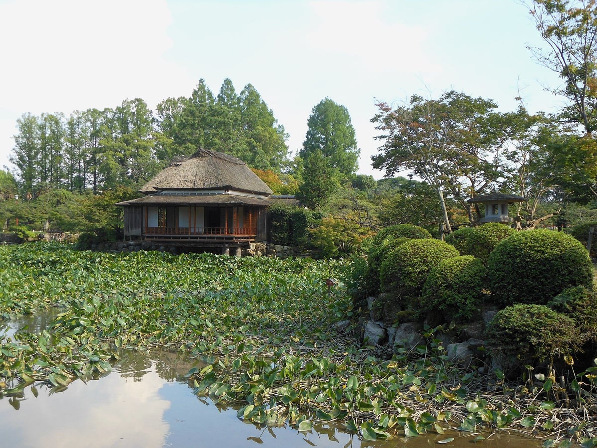 Kakurintei Tea House, a restored Japanese tea house of Lord Nabeshima Naomasa, in Kōno Park